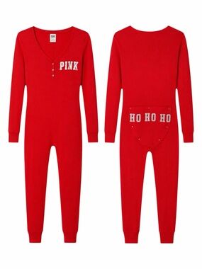 VICTORIA SECRET LOVE PINK HO HO HO RED CHRISTMAS ONE PIECE - WORN ONCE